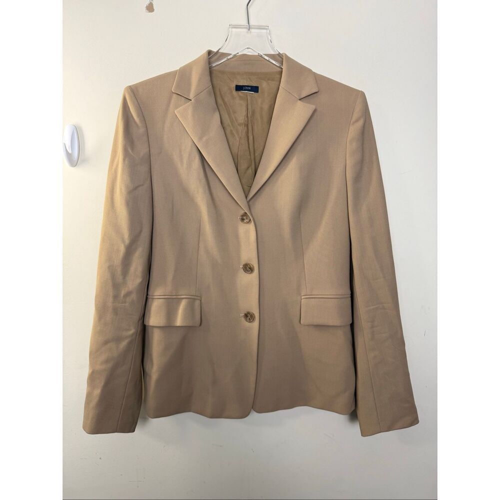 J.Crew Tan Blazer Jacket Size 8 Classic Preppy Business Casual Workwear Office C
